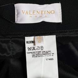 Pre Owned Valentino Black Wool Contrast Stripe Detail Asymmetric Skirt L