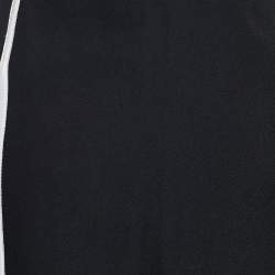 Pre Owned Valentino Black Wool Contrast Stripe Detail Asymmetric Skirt L