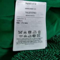 Pre Owned Valentino Metallic Green Feather Embellished Cardigan L