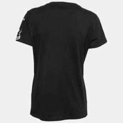 Pre Owned Valentino Black Cotton Sequin and Beaded Embellished Crew Neck T-Shirt L