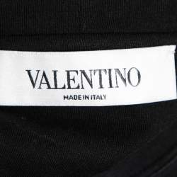 Pre Owned Valentino Black Cotton Sequin and Beaded Embellished Crew Neck T-Shirt L