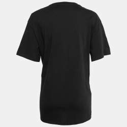 Pre Owned Valentino Black Cotton Embroidered Crew Neck T-Shirt L