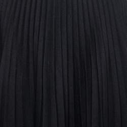 Pre Owned Valentino Black Satin Pleated Flared Midi Skirt S
