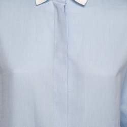Pre Owned Valentino Blue & White Cotton Oxford Flared Shirt M