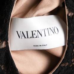 Pre Owned Valentino Black Floral Lace One-Shoulder Dress S