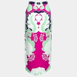 Pre Owned Valentino Multicolor Floral Print Silk Long Skirt M