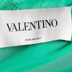Pre Owned Valentino Green Floral Lace Knee-Length Dress M