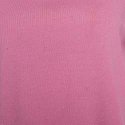 Pre Owned Valentino Pink Knit & Floral Lace Peplum Top M