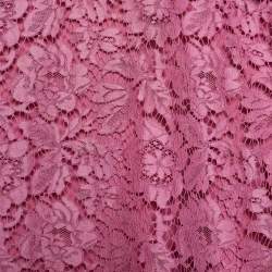 Pre Owned Valentino Pink Knit & Floral Lace Peplum Top M