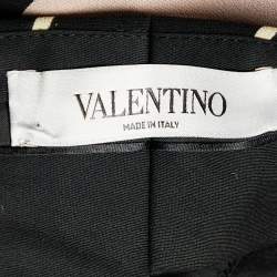 Pre Owned Valentino Black Panther Print Silk Cady Wide Leg Trousers M