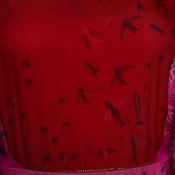 Pre Owned Valentino Pink Printed Silk Chiffon Maxi Dress M