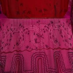 Pre Owned Valentino Pink Printed Silk Chiffon Maxi Dress M