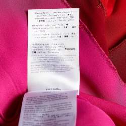 Pre Owned Valentino Color Block Silk Mock Neck Pleated Maxi Dress M