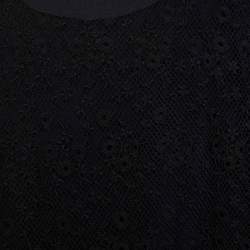 Pre Owned Valentino Black Crochet Lace & Knit Short Sleeve Top XL