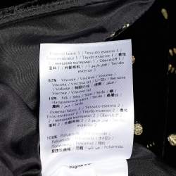 Pre Owned Valentino Black Glitter Star Print Velvet Ruffled Midi Dress M