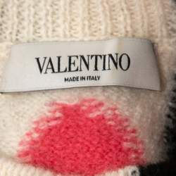 Pre Owned Valentino Multicolor Polka-Dot Patterned Wool Carmen Sweater L