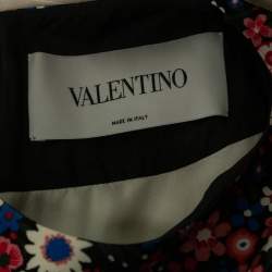 Pre Owned Valentino Cream Crepe-Wool Primavera Print Midi Dress M