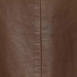 Pre Owned Valentino Brown Leather A-Line Midi Skirt M