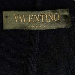 Valentino Black Lurex Knit Hooded Open Overcoat M