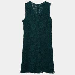 Pre Owned Valentino Dark Green lace Sleeveless Midi Dress L