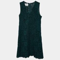 Pre Owned Valentino Dark Green lace Sleeveless Midi Dress L