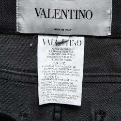Pre Owned Valentino Black Denim Lace Trimmed Jeans M Waist 31"