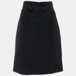 Pre Owned Valentino Black Synthetic Bow Detail Pencil Skirt L