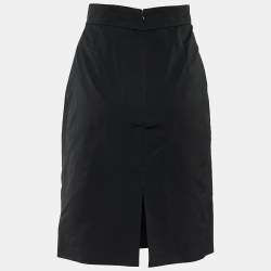 Pre Owned Valentino Black Synthetic Bow Detail Pencil Skirt L