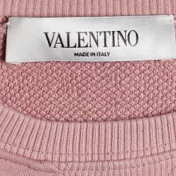 Pre Owned Valentino Dusty Pink Terry Knit VLTN Print Jumper S