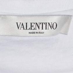Pre Owned Valentino White Jersey Logo Print T-Shirt S