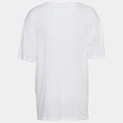 Pre Owned Valentino White Jersey Logo Print T-Shirt S