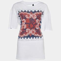 Pre Owned Valentino White Jersey Logo Print T-Shirt S