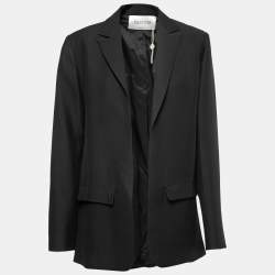 Valentino Black Crepe Side Slit Detail Blazer S