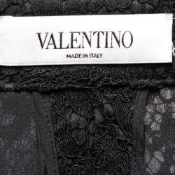 Pre Owned Valentino Black Lace Pleated High Waisted Shorts M