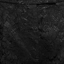 Pre Owned Valentino Black Lace Pleated High Waisted Shorts M