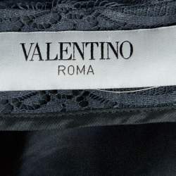 Valentino Black Lace Pleated Detail Button Front Jacket L