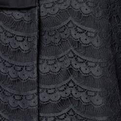 Valentino Black Lace Pleated Detail Button Front Jacket L
