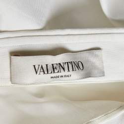 Pre Owned Valentino White Cotton & Silk Trim Oversized Shirt M