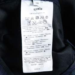 Pre Owned Valentino Navy Blue Cotton Straight Leg Ankle Length Pants S