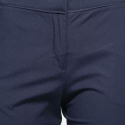 Pre Owned Valentino Navy Blue Cotton Straight Leg Ankle Length Pants S