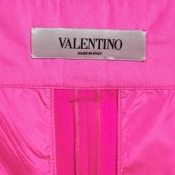Valentino Neon Pink Wool Pleated Knee-Length Shorts S