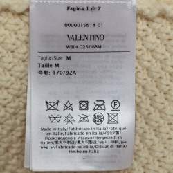 Pre Owned Valentino Cream Wool Knit Feather Embellished Long Sleeve Jumper M