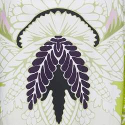 Valentino Lime Green Printed Cotton Ostrich Trim V-Neck Top S