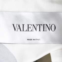 Pre Owned Valentino White Jungle Print Cotton Puff Sleeve Long Dress S