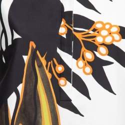 Pre Owned Valentino White Jungle Print Cotton Puff Sleeve Long Dress S