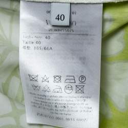 Pre Owned Valentino Lime Green Printed Cotton Drawstring Pants S