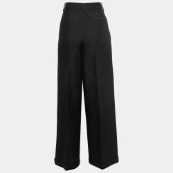 Pre Owned Valentino Black Wool Straight-Leg Trousers M
