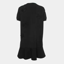 Valentino Black Stretch Knit Butterfly Embellished Mini Dress XL