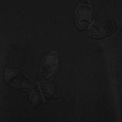 Valentino Black Stretch Knit Butterfly Embellished Mini Dress XL