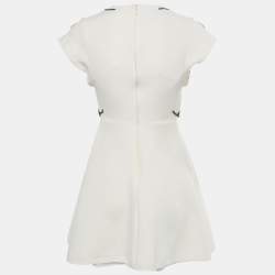 Pre Owned Valentino Cream Crepe Floral Applique Mini Dress S